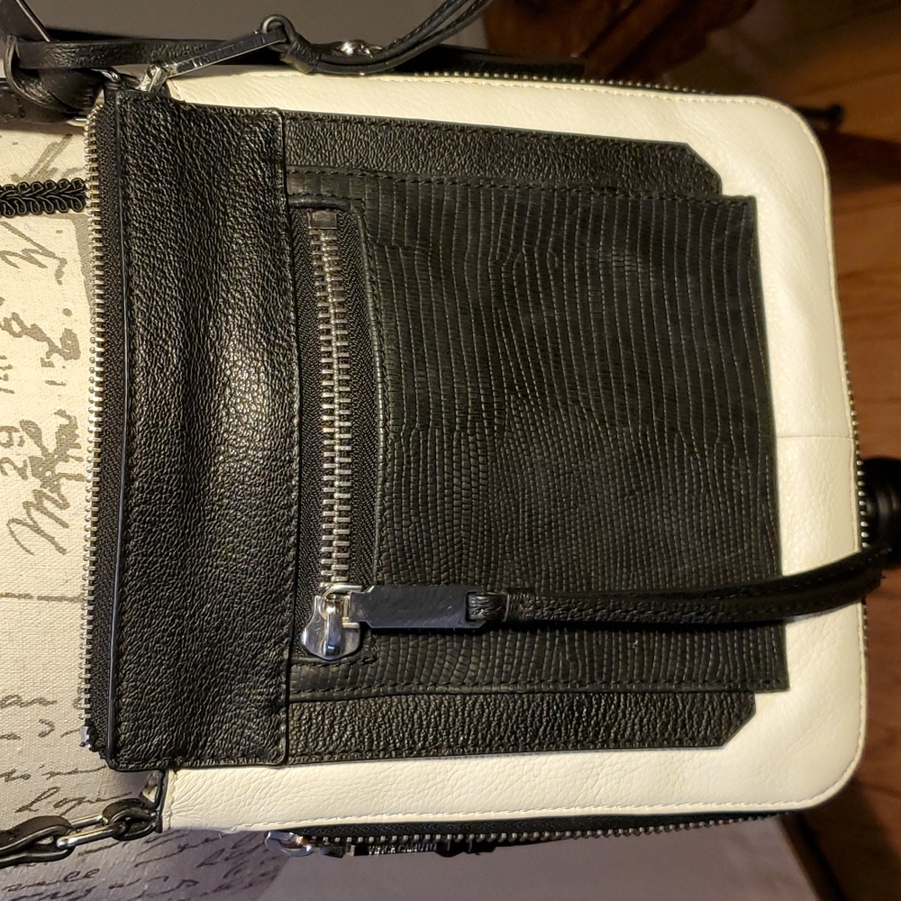 Vince Camuto Crossbody Expandable Bag Black and White